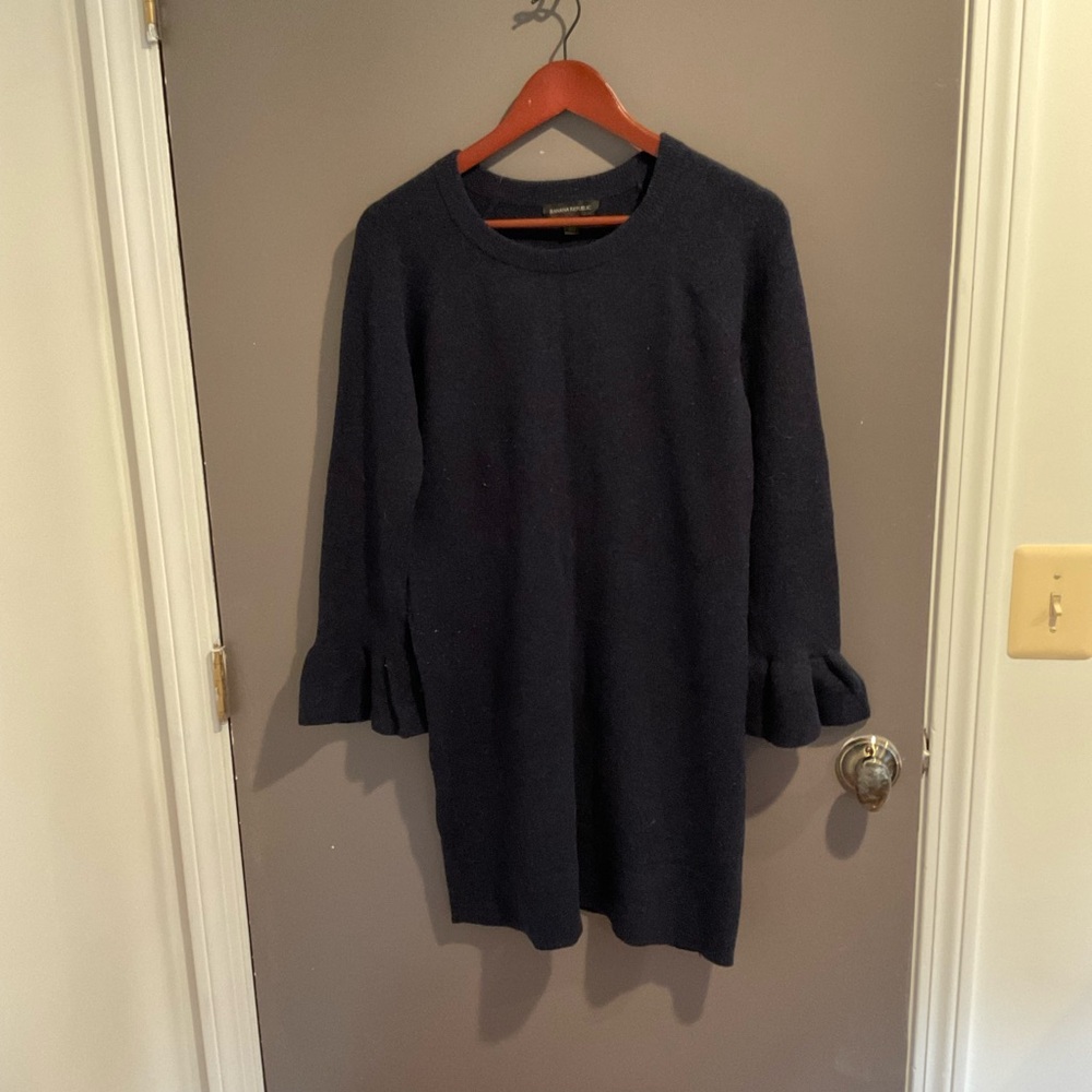 Banana Republic Navy Blue Merino Sweater Midi Dress